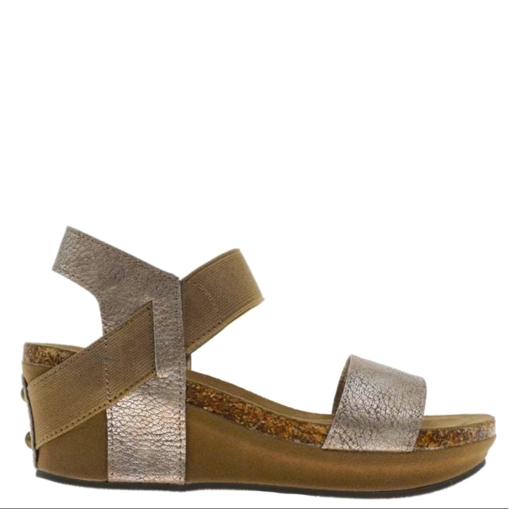 Pierre Dumas Kids Strappy Wedge Metallic/Gray Sandal